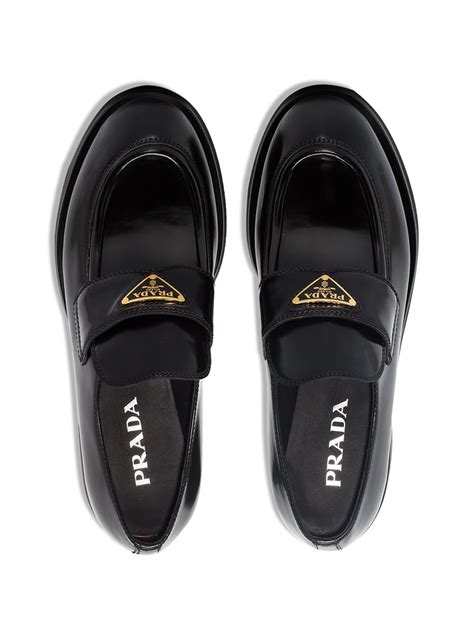 prada chunky logo plaque loafers|prada loafers womens.